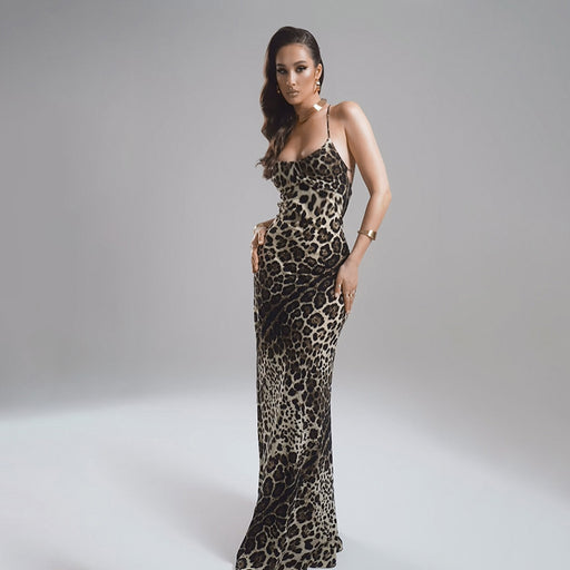 leopard print backless dress - MRSLM