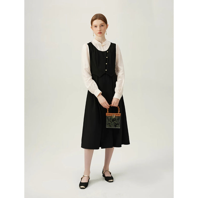 elegant office lady a-line dress with turtleneck, view 6 - MRSLM
