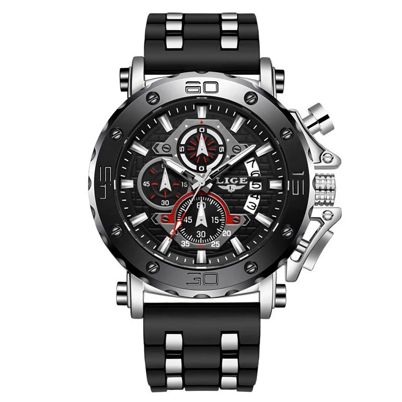 men's sports chronograph silicone watch, view 7 - MRSLM