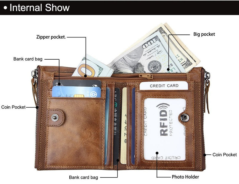 men's short RFID leather wallet, view 7 - MRSLM