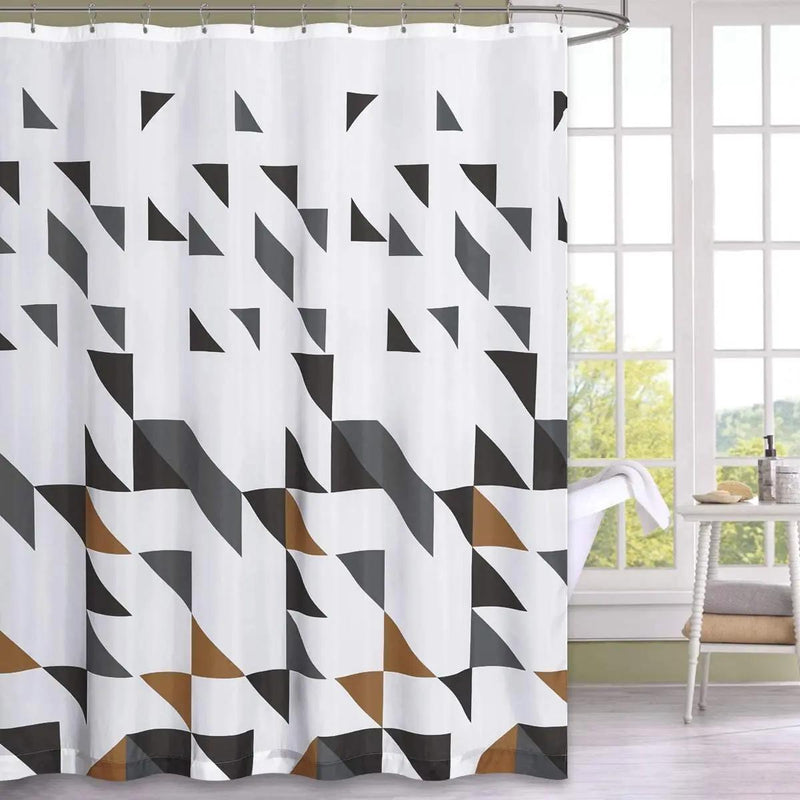 geometric print waterproof shower curtain, view 2 - MRSLM