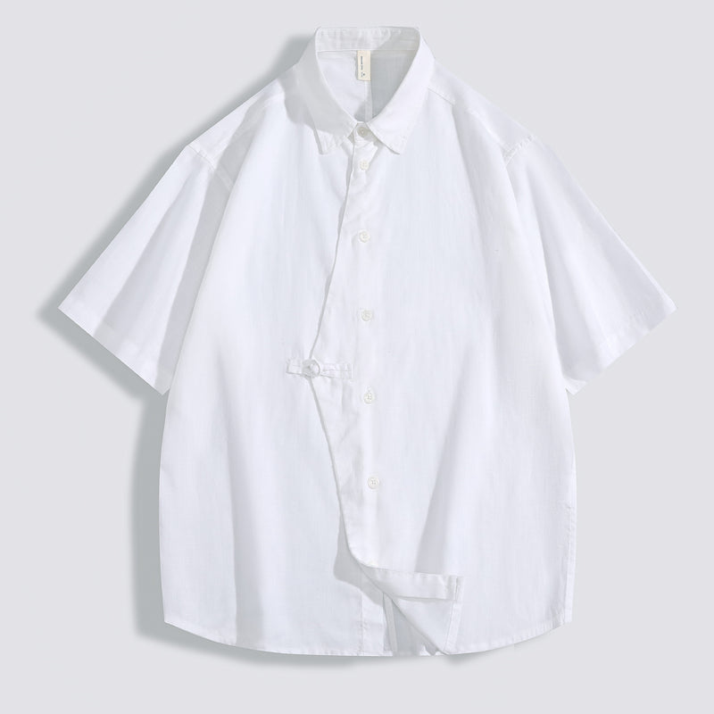 Fashion Personality Linen Short-sleeved Shirt Men