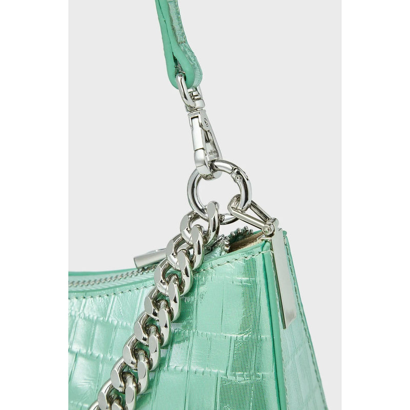 alligator pattern leather shoulder bag, view 10 - MRSLM