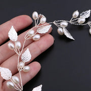pearl flower leaf headband crown, view 9 - MRSLM