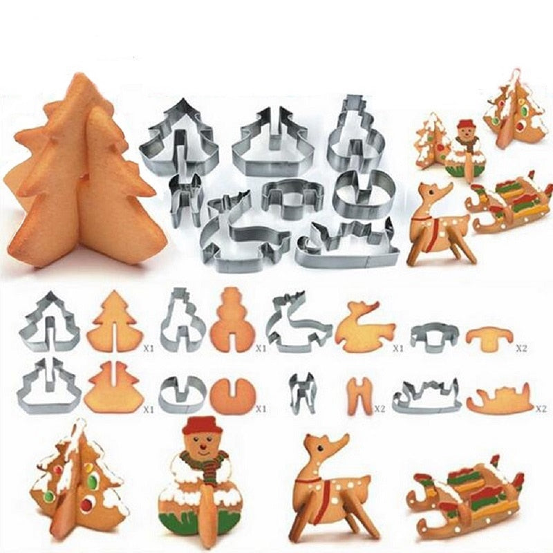 Christmas gingerbread house cookie cutter set, view 3 - MRSLM