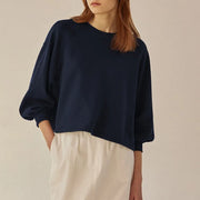 lantern sleeve cotton pullover, view 4 - MRSLM