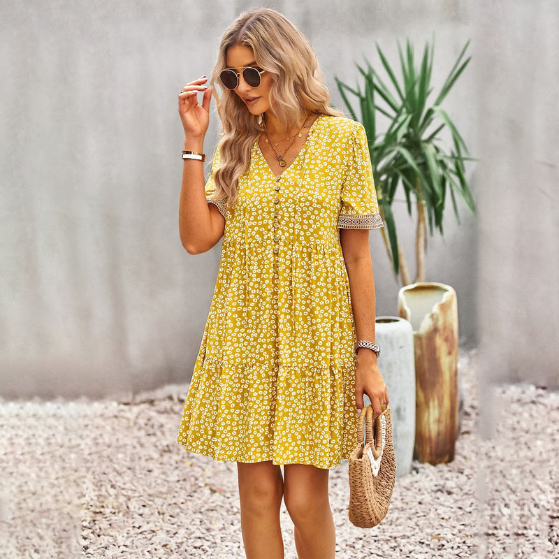 Floral short sleeve dress, view 2 - MRSLM