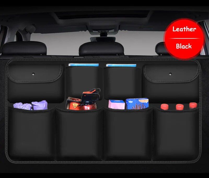 pu leather car trunk organizer, view 3 - MRSLM