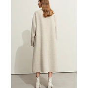 minimalist woolen long coat for women, view 8 - MRSLM