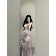Slim fit floral fishtail dress, view 2 - MRSLM