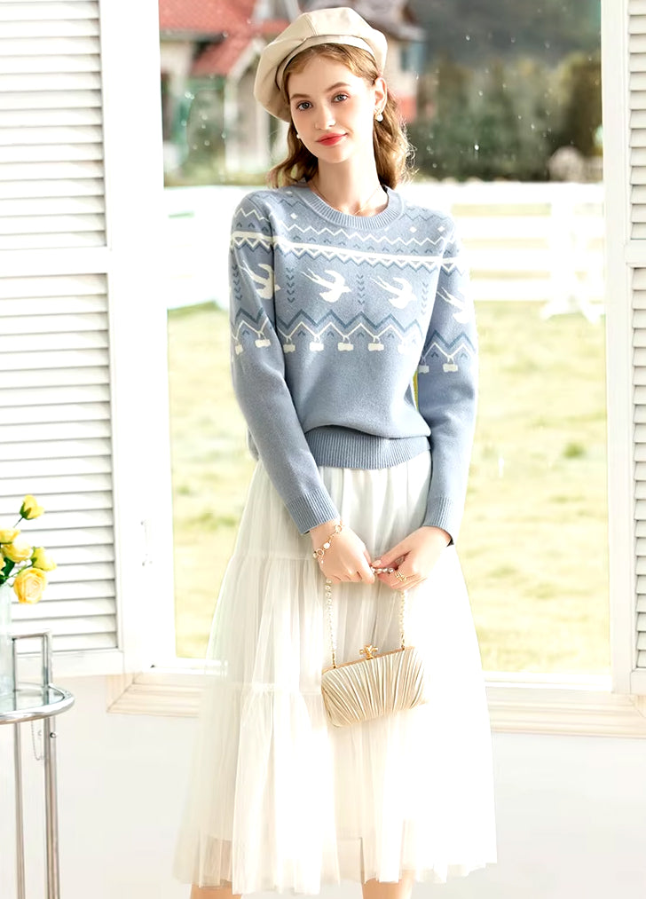 women's knit crew neck sweater, view 6 - MRSLM