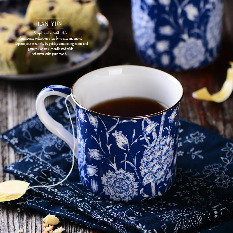 european blue and white ceramic mug, view 13 - MRSLM