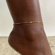 Gold minimalist anklet with charm, view 2 - MRSLM