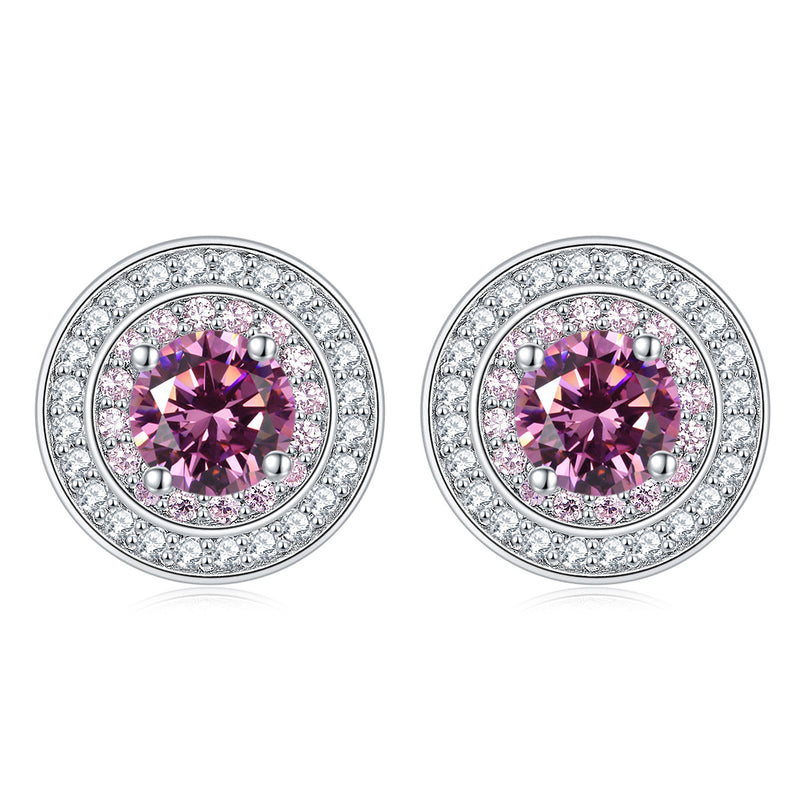 sterling silver round micro set zircon earrings, view 8 - MRSLM