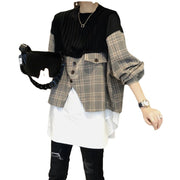 women's shirt splicing fake two-piece knitwear, view 6 - MRSLM