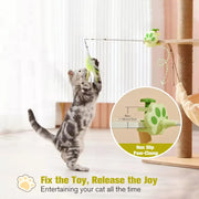interactive retractable cat toy with laser and feather teaser, view 4 - MRSLM