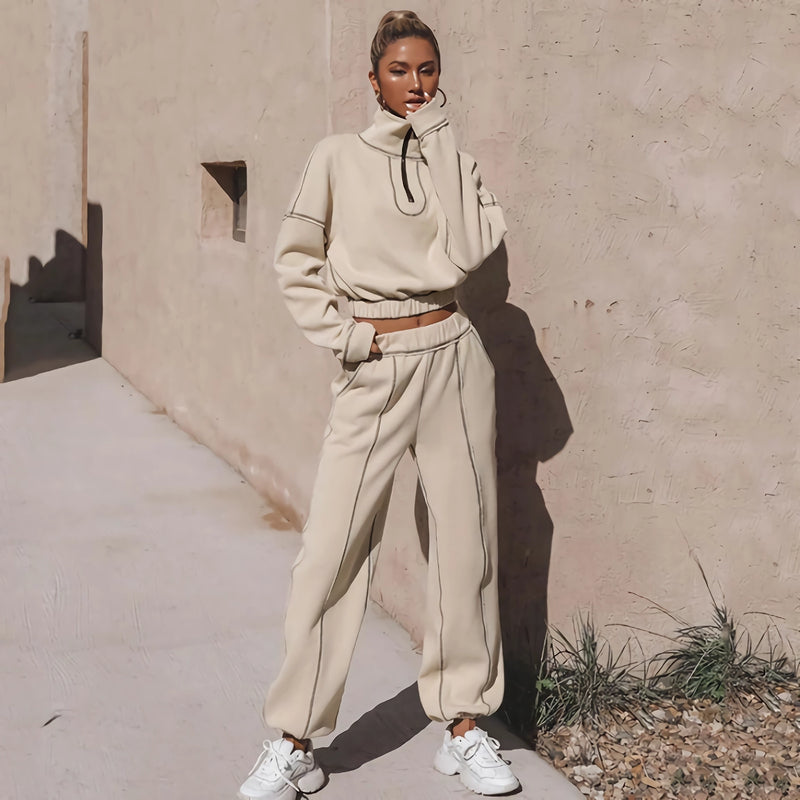 sweatshirt and elastic waist pant set, view 4 - MRSLM