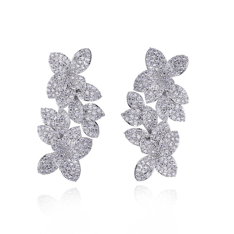 exaggerated gold-plated zircon statement earrings, view 4 - MRSLM