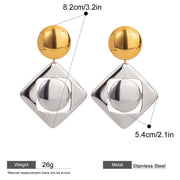 square hollow pendant earrings, view 2 - MRSLM