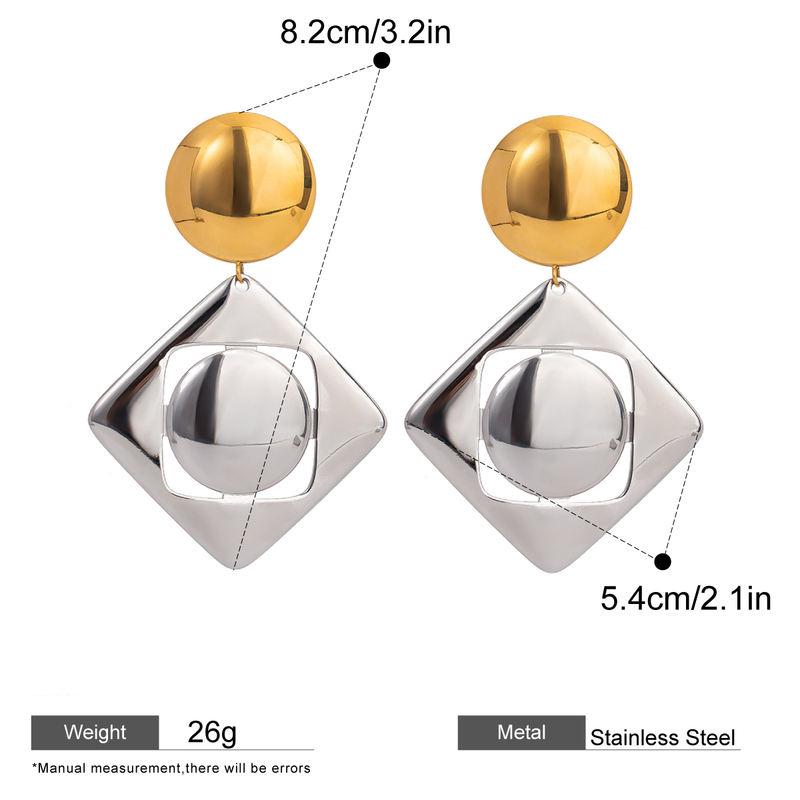 square hollow pendant earrings, view 2 - MRSLM