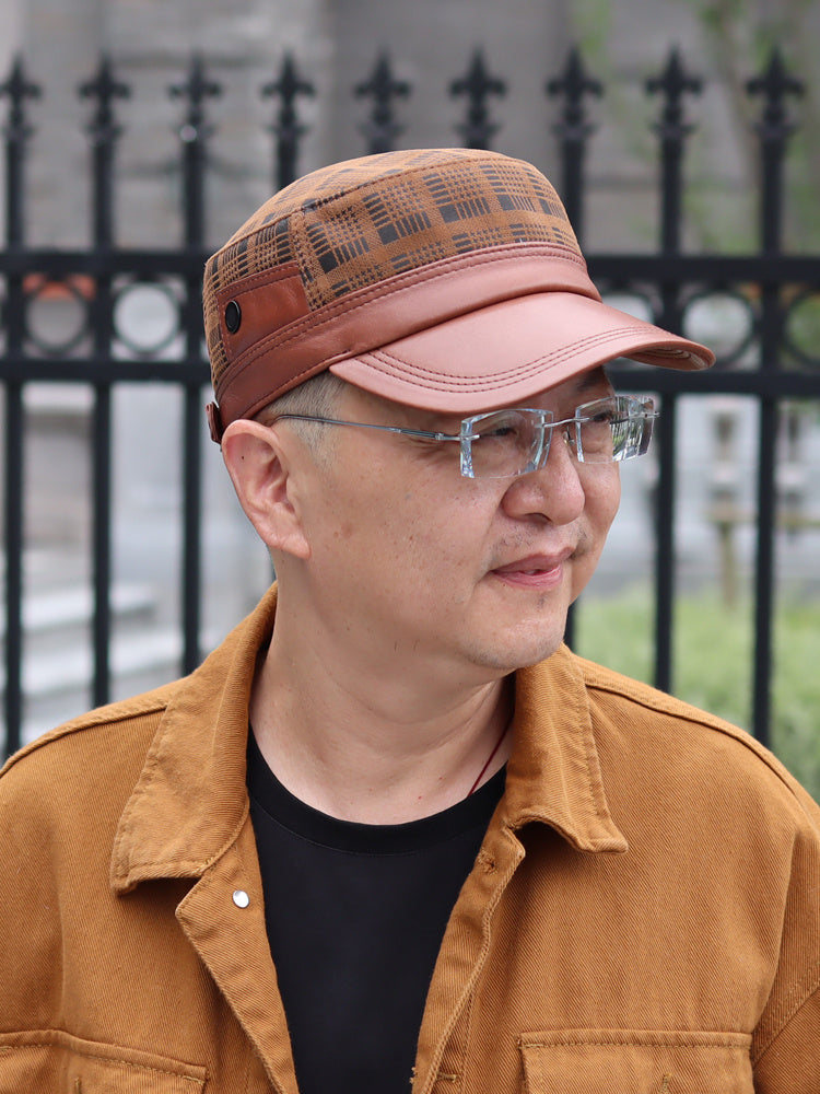 flat-top men's sheepskin newsboy cap, view 10 - MRSLM