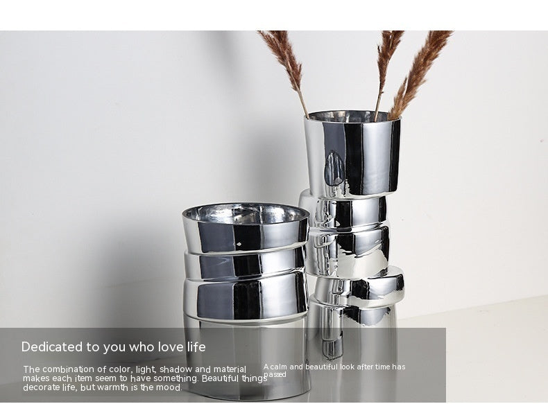 electroplated silver glass small vase, view 8 - MRSLM