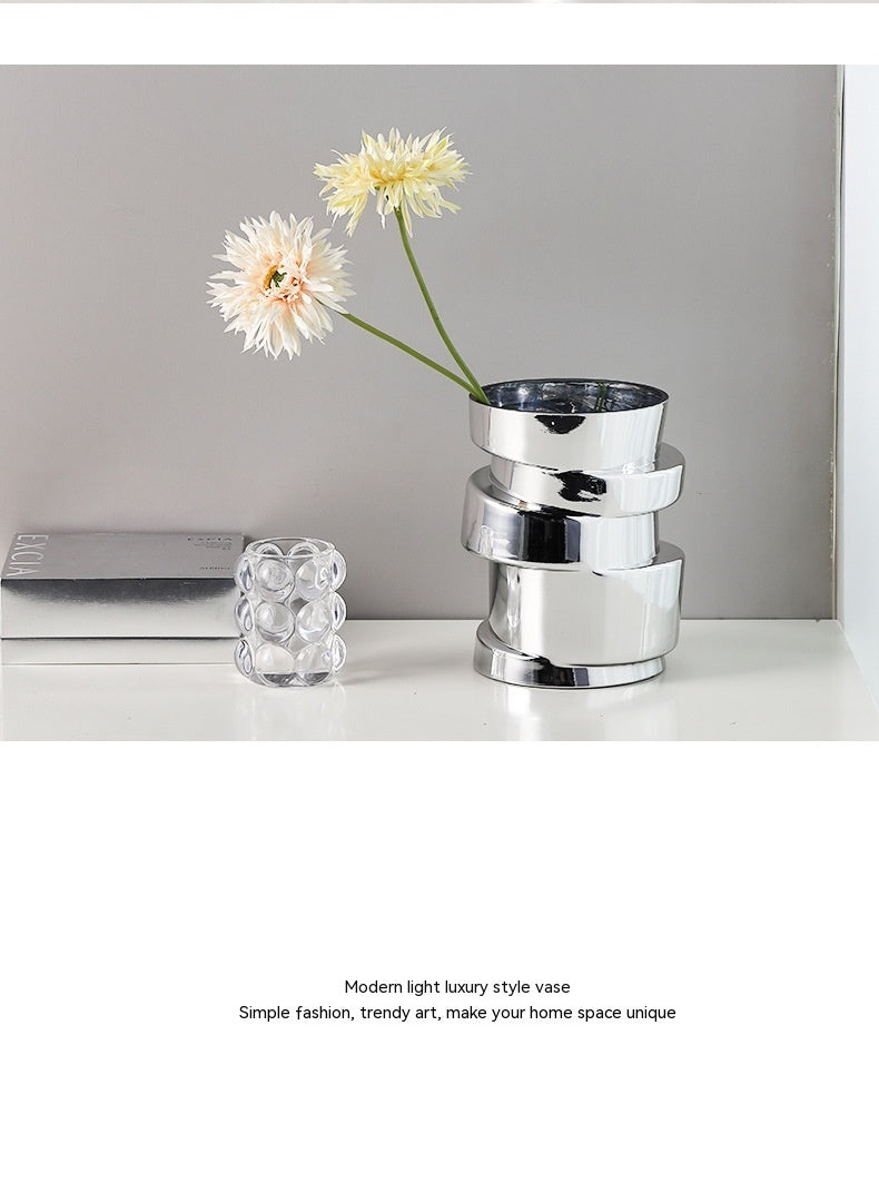 electroplated silver glass small vase, view 9 - MRSLM