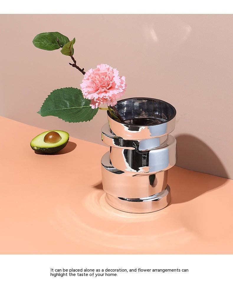 electroplated silver glass small vase, view 10 - MRSLM