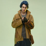 asymmetric sandstone cotton coat, view 7 - MRSLM