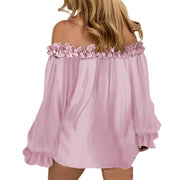 Ruffled off-shoulder long sleeve top, view 6 - MRSLM