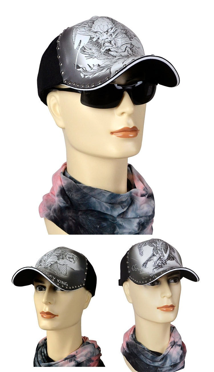 dragon print peaked baseball cap, view 9 - MRSLM