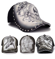 dragon print peaked baseball cap, view 10 - MRSLM