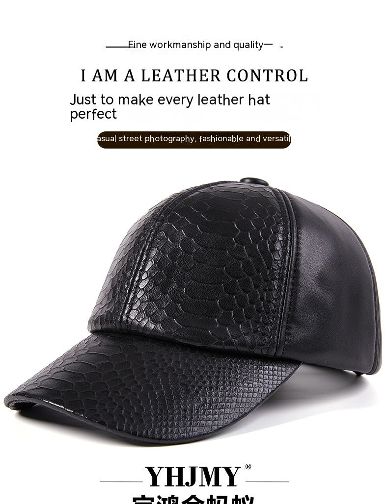 leather dome cap, embossed pattern, view 10 - MRSLM