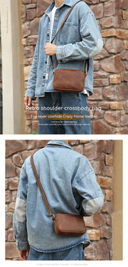 men's retro leather shoulder bag, view 7 - MRSLM