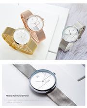 Women's geometric quartz watch with mesh strap, view 7 - MRSLM