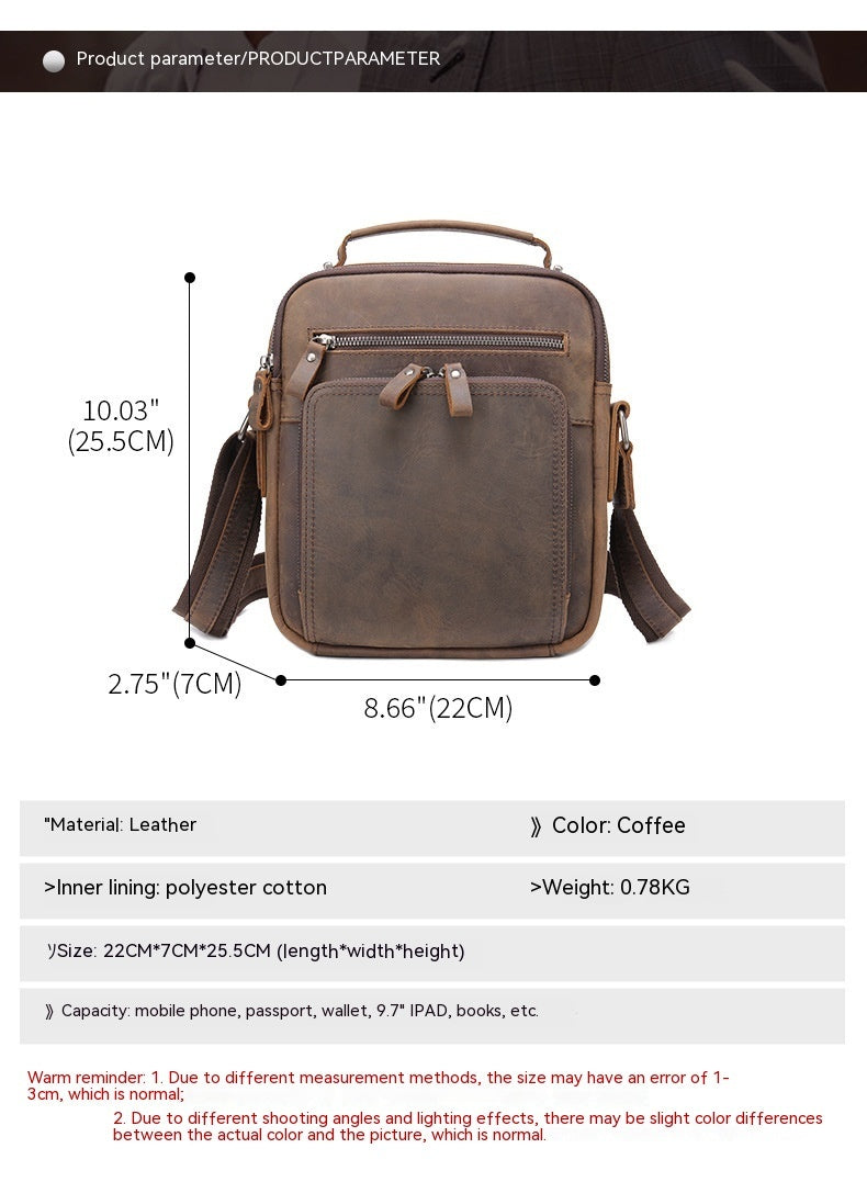 leather retro messenger bag, view 10 - MRSLM