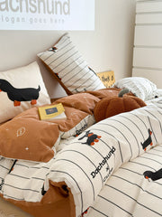 puppy striped cotton bedding set, view 7 - MRSLM