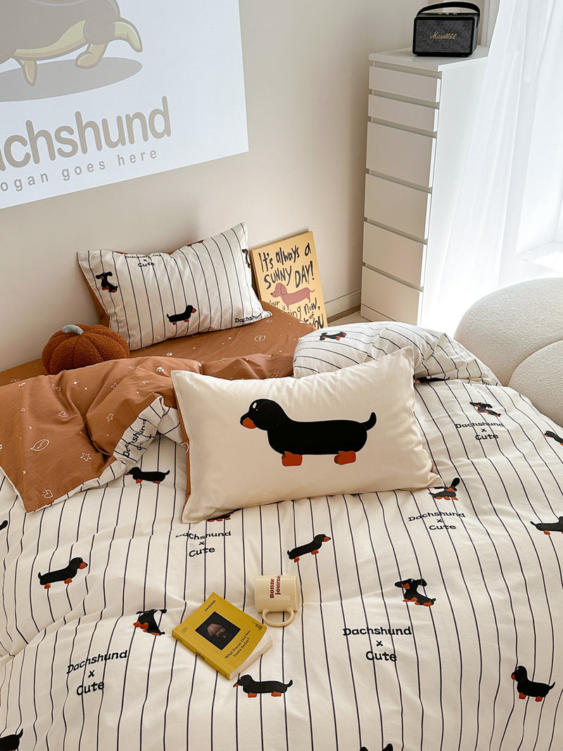 puppy striped cotton bedding set, view 8 - MRSLM