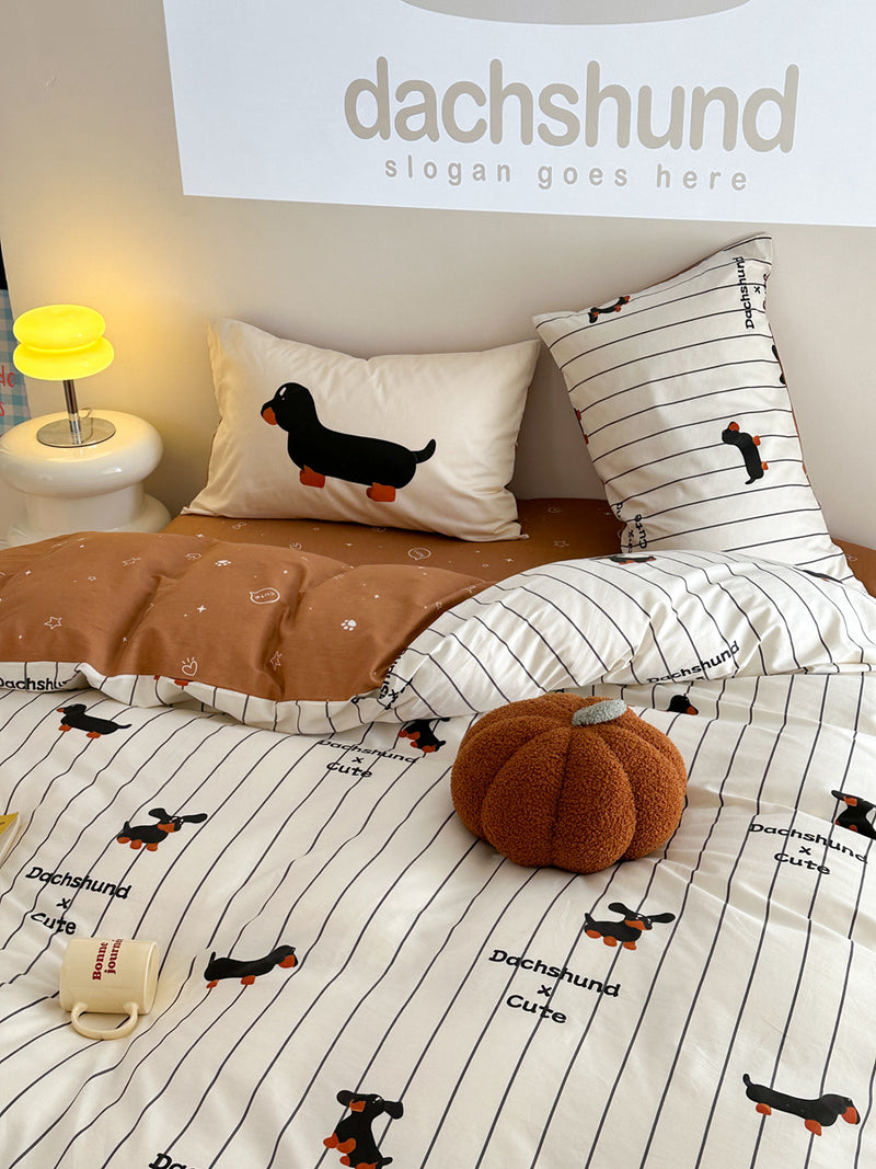 puppy striped cotton bedding set, view 9 - MRSLM