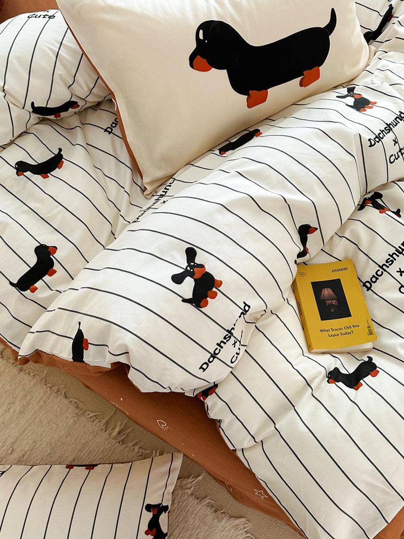 puppy striped cotton bedding set, view 10 - MRSLM
