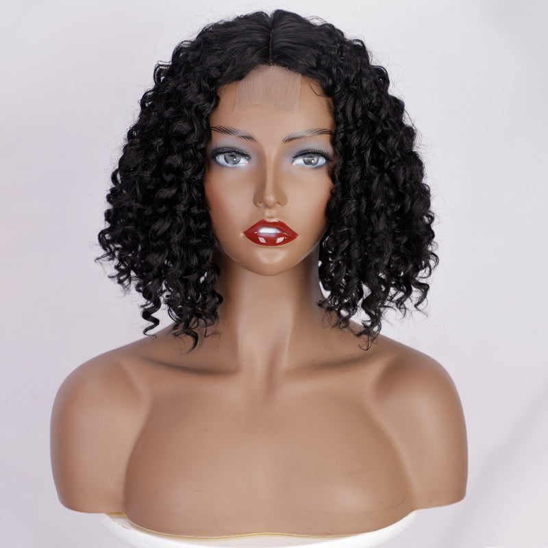 women's short curly wig black, view 8 - MRSLM