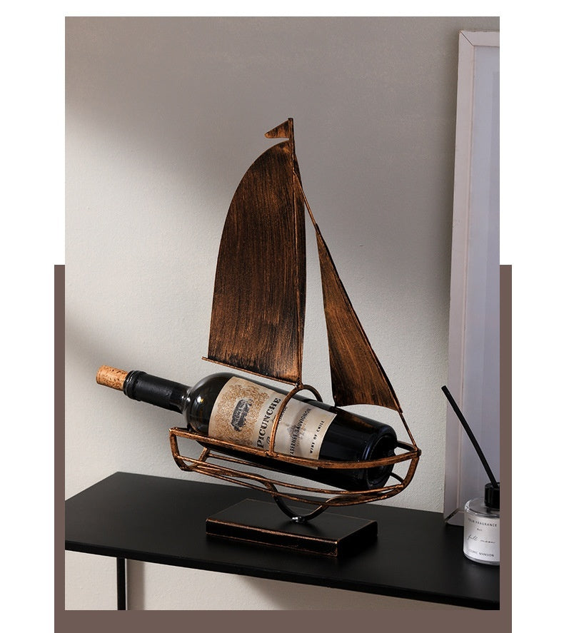 Iron sailboat wine rack, view 8 - MRSLM