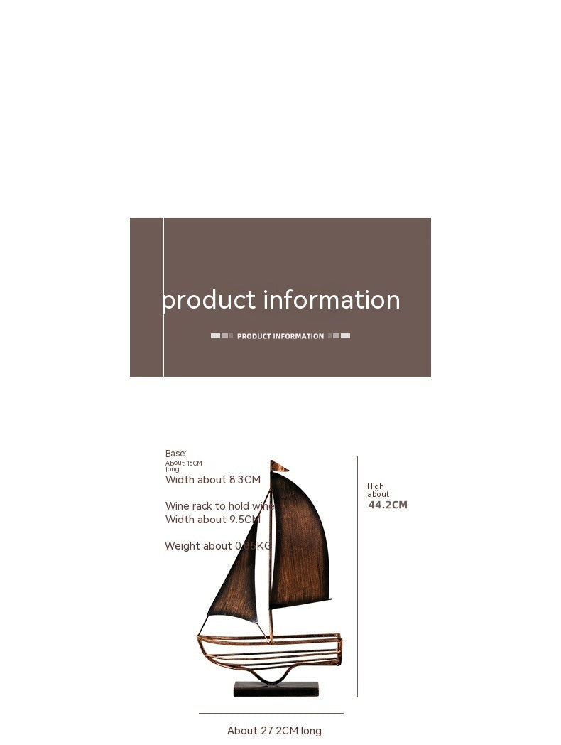 Iron sailboat wine rack, view 9 - MRSLM