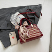 red PU crossbody tote bag, view 3 - MRSLM