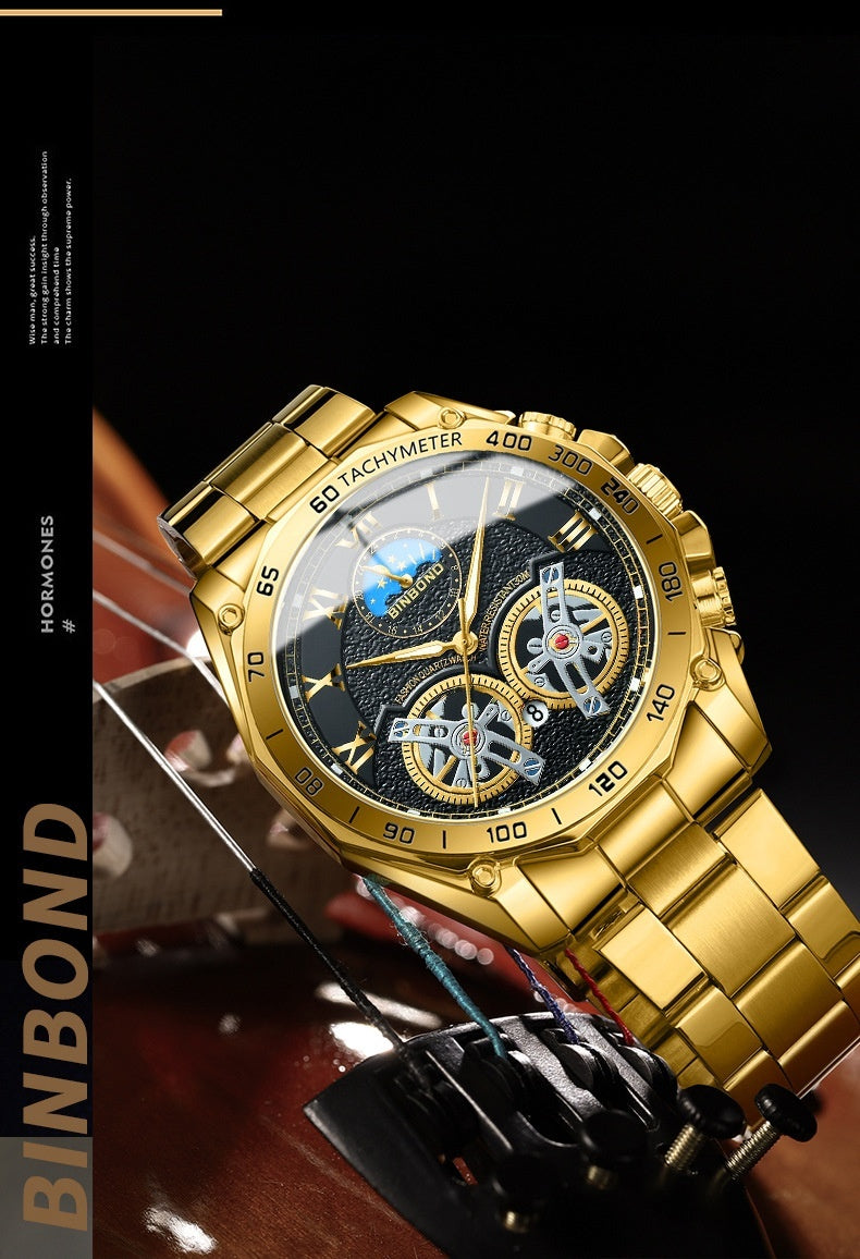 Men's hollow mechanical watch, multi-function, view 10 - MRSLM