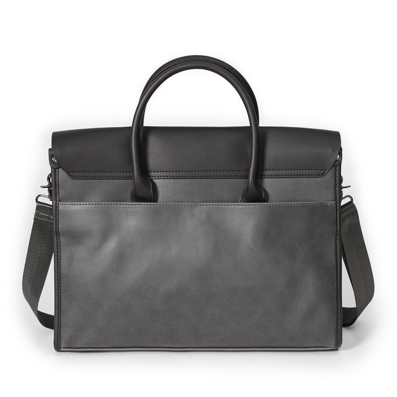 pu leather briefcase shoulder bag, view 9 - MRSLM