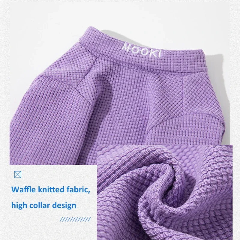 cozy purple waffle knit dog t-shirt, view 5 - MRSLM
