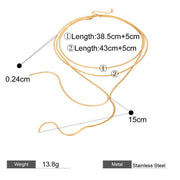 triple layer Y chain snake necklace, view 3 - MRSLM