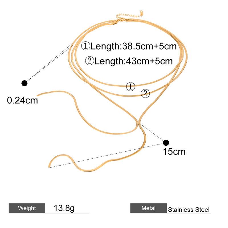 triple layer Y chain snake necklace, view 3 - MRSLM