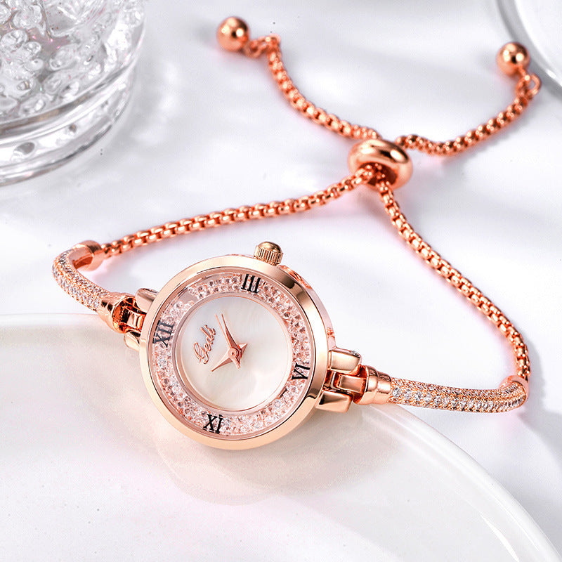 Women's rose gold bracelet watch, view 2 - MRSLM